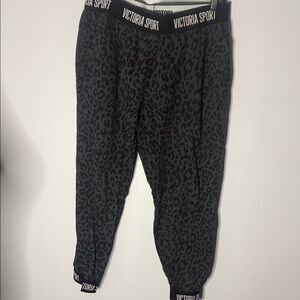 Victoria's Secret Black and Gray Leopard Joggers